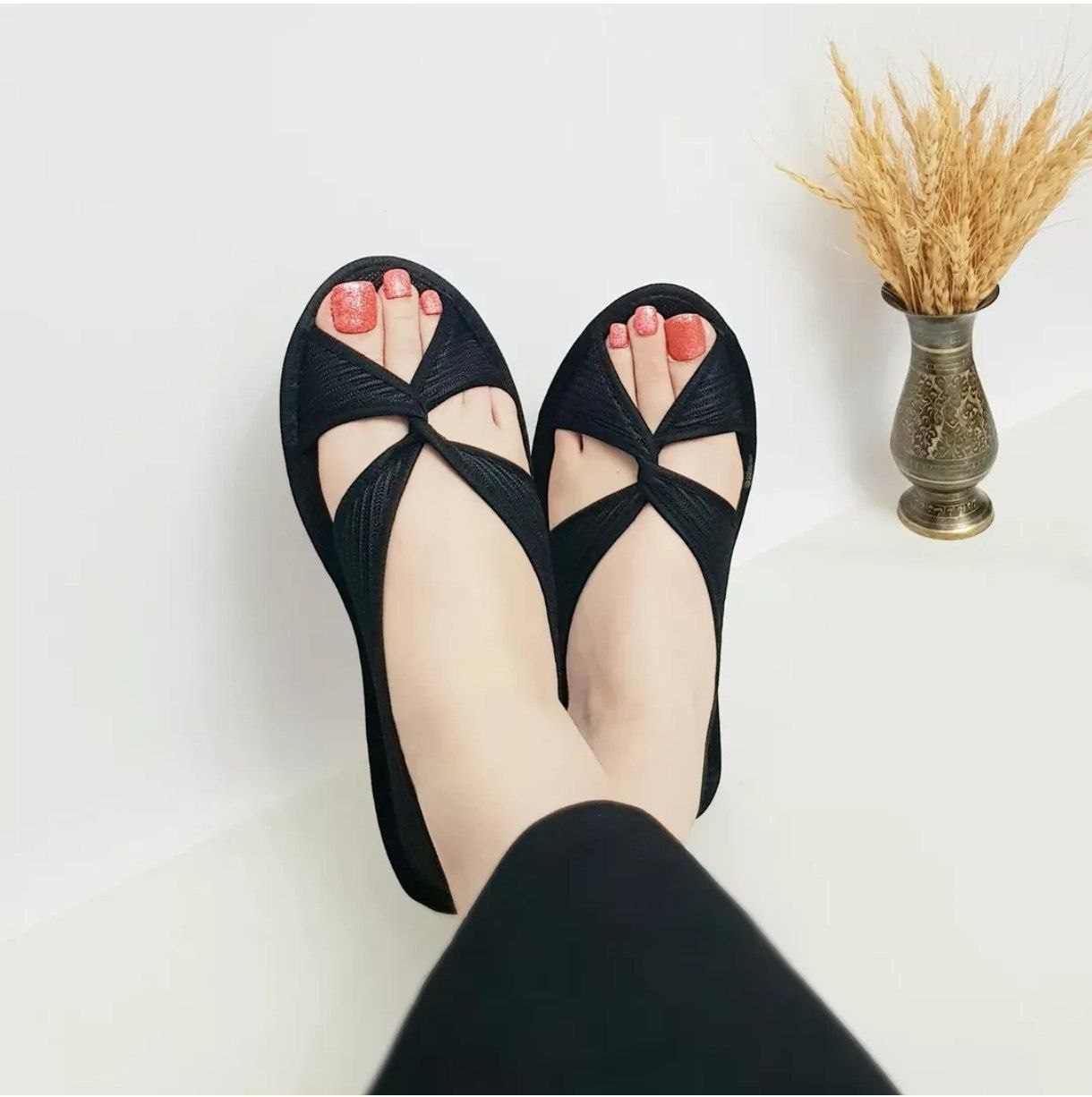 پاپوش زنانه گره ای طرح راهراه